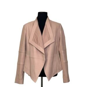G.I.L.I  Blush Pale Pink Open Front Leather Jacket Size 6
